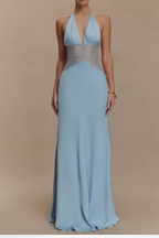 Imogen | Women Halter Neck Backless Maxi Wedding Guest Dress