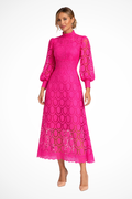 Mathilde | Women Lace Long Sleeve High Neck Wedding Guest Midi Dress