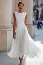 Vivienne | Women Draped Pleated Wedding Guest Midi Dress