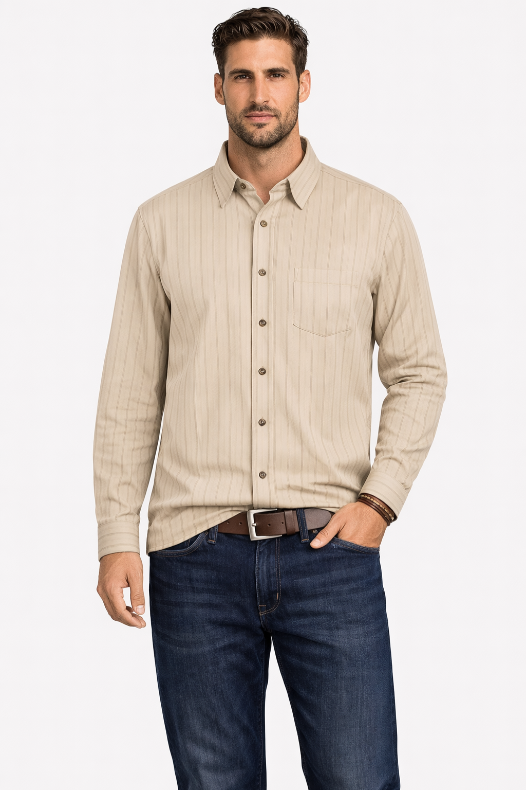 Rupert | Men Striped Long Sleeve Button Down Formal Shirt