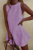 Tindall | Women Sleeveless Scallop Hem Summer Mini Dress
