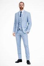 Clifton | Men Linen Three Piece Wedding Guest Suit Blazer Trousers and Waistcoat Set