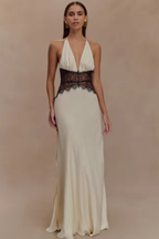 Imogen | Women Halter Neck Backless Maxi Wedding Guest Dress