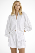 Darla | Women Oversized Long Sleeve Broderie Shirt and Matching Shorts Summer Set