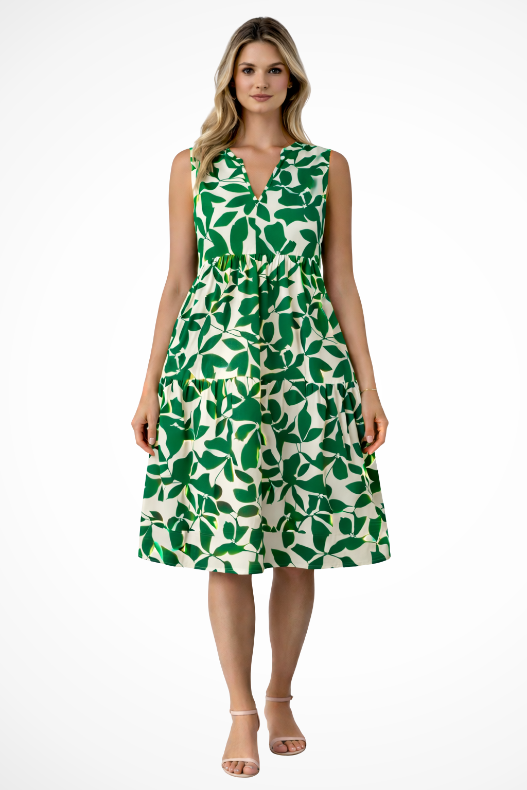 Amelia | Women Sleeveless V Neck Beach Boho Midi Dress