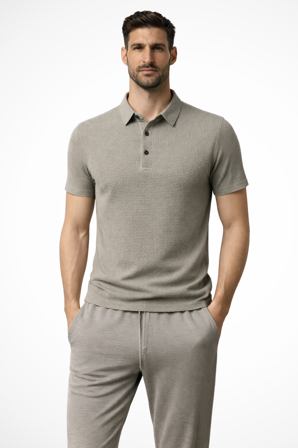 Elliot | Men Waffle Knit Short Sleeve Formal Polo Shirt