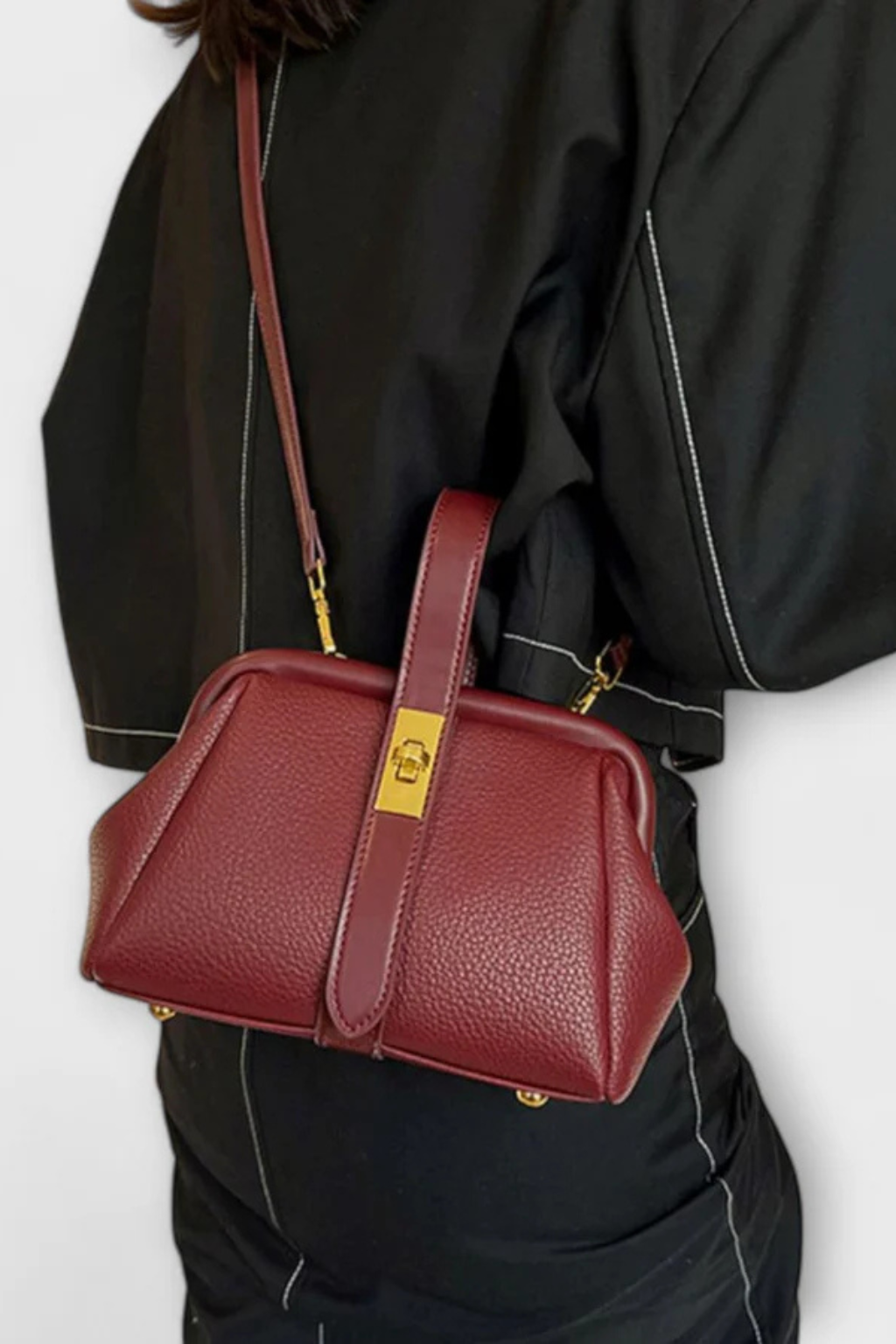 Joanna | Women Structured Mini Top Handle Crossbody Bag with Gold Clasp