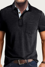 Joey | Men Contrast Collar Short Sleeve Polo Shirt with Pocket