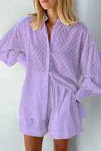 Darla | Women Oversized Long Sleeve Broderie Shirt and Matching Shorts Summer Set