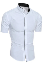 Finlay | Men Buttoned Slim Fit Short Sleeve Shirt with Stand Collar