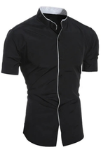 Finlay | Men Buttoned Slim Fit Short Sleeve Shirt with Stand Collar