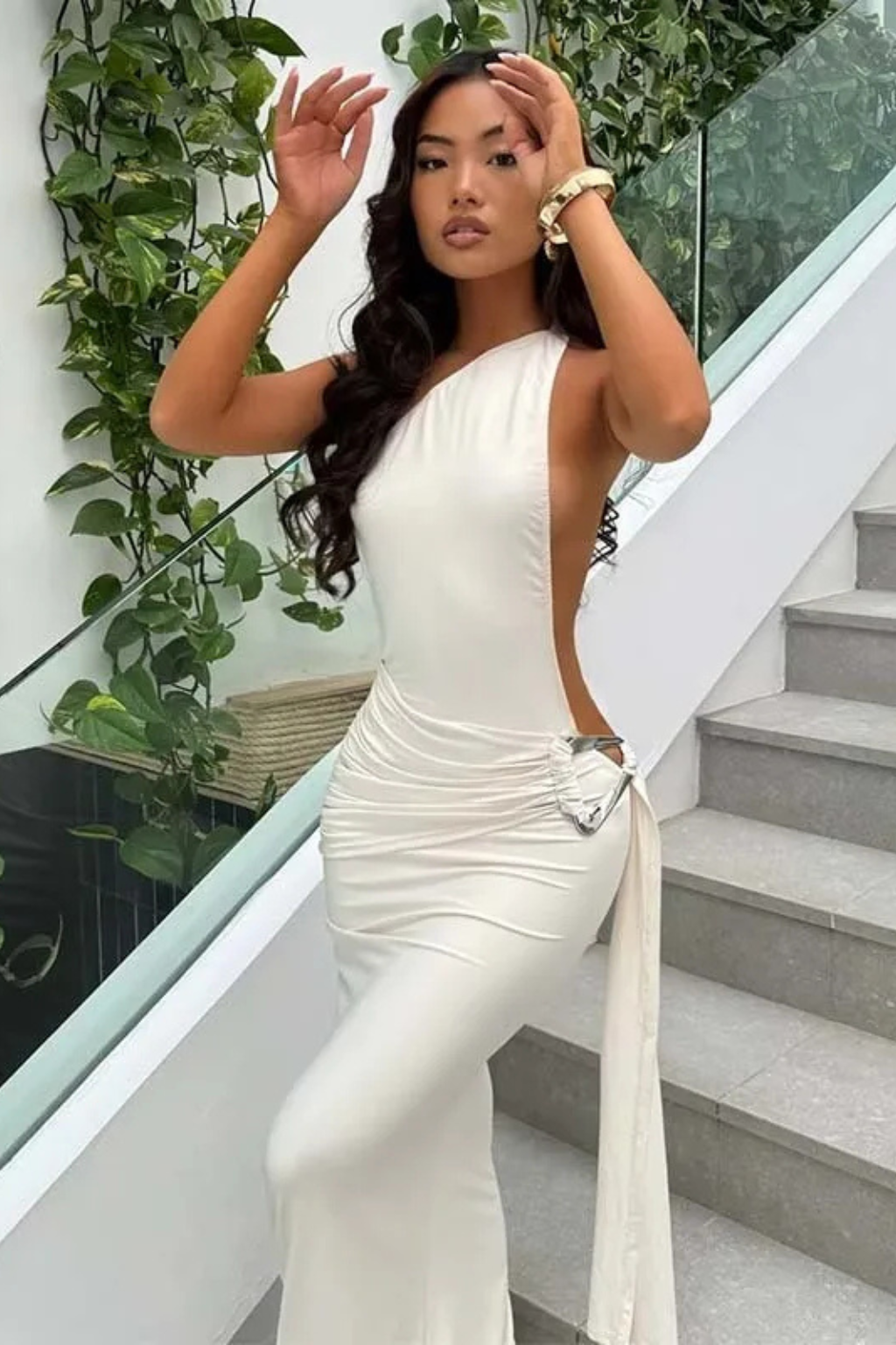 Margaux | Women One Shoulder Backless Bodycon Summer Wedding Guest Maxi Dress