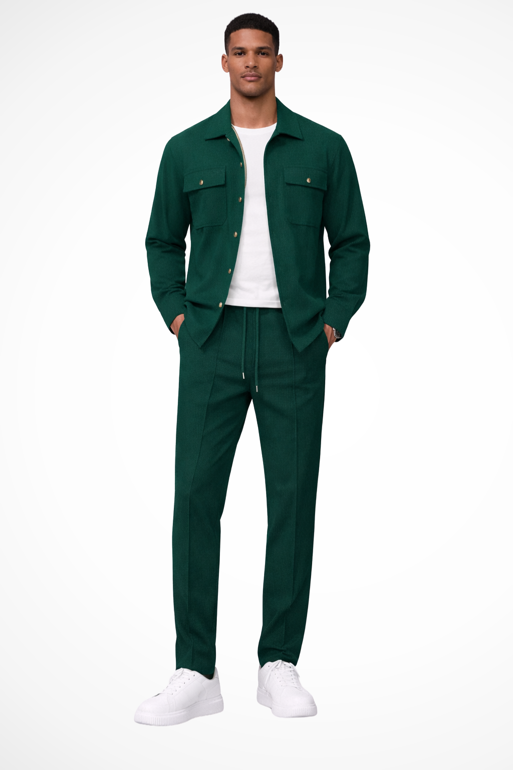 Tanner | Men Long Sleeve Chest Pocket Overshirt and Straight Leg Trousers Set