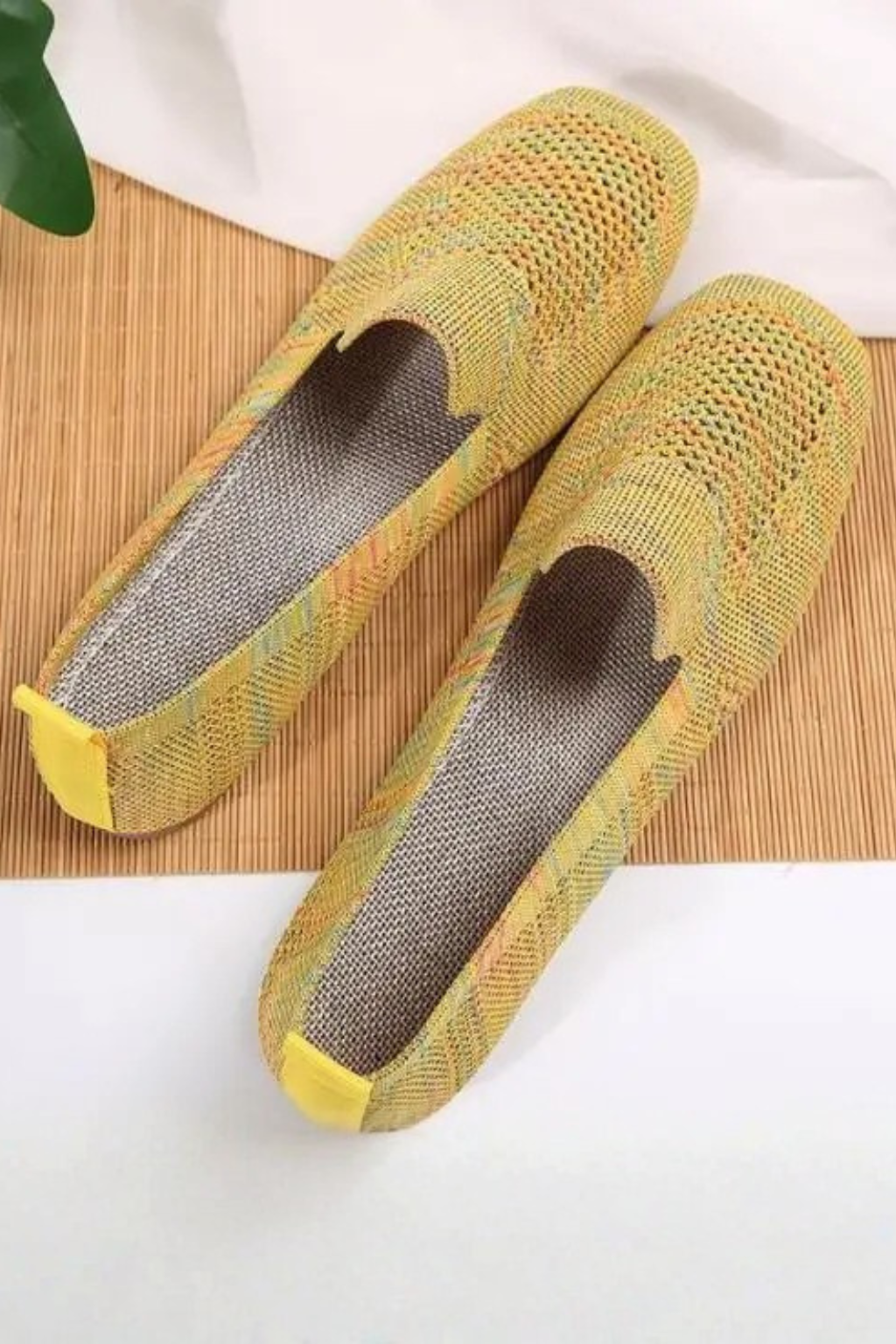 Laurentia | Women Square Toe Knit Mesh Slip On Ballet Flats
