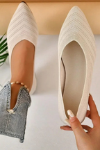 Henrietta | Women Pointed Toe Knit Slip On Ballet Flats