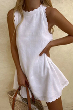 Tindall | Women Sleeveless Scallop Hem Summer Mini Dress
