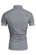 Finlay | Men Buttoned Slim Fit Short Sleeve Shirt with Stand Collar