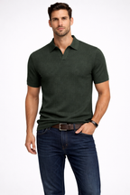 Alden | Men Textured Knit Short Sleeve Polo Shirt