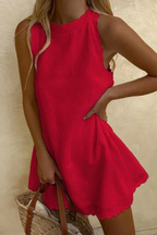 Tindall | Women Sleeveless Scallop Hem Summer Mini Dress
