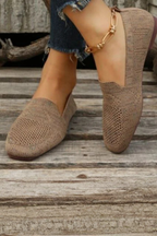 Laurentia | Women Square Toe Knit Mesh Slip On Ballet Flats