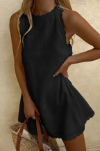 Tindall | Women Sleeveless Scallop Hem Summer Mini Dress