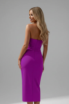 Genevieve | Women Strapless Sweetheart Neckline Ruched Midi Dress