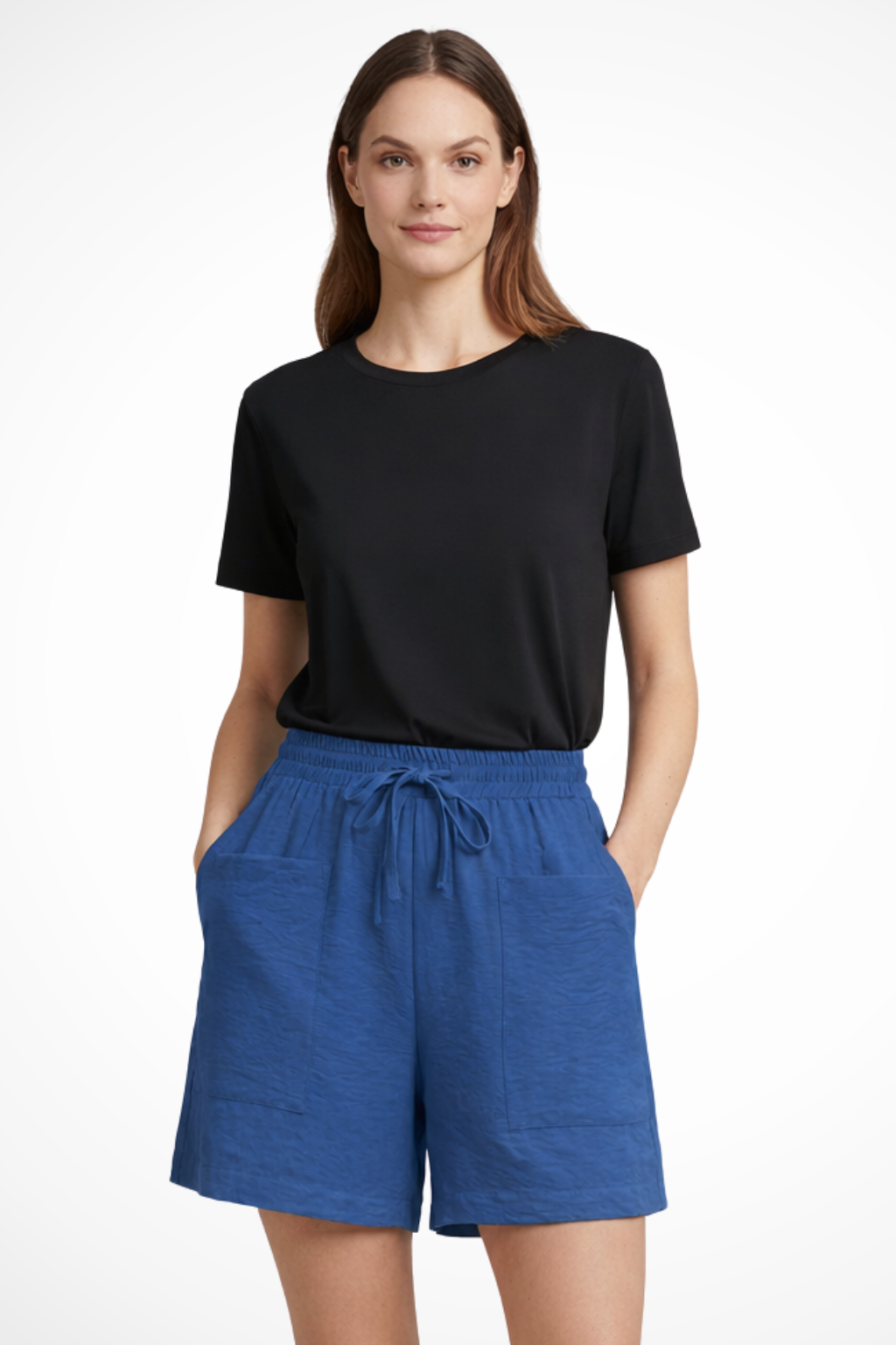 Tessa | Women Textured Drawstring Waist Casual Shorts with Pockets