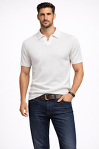 Alden | Men Textured Knit Short Sleeve Polo Shirt