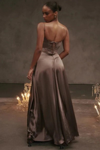 Lorenna | Women Satin Corset Wedding Guest Maxi Dress