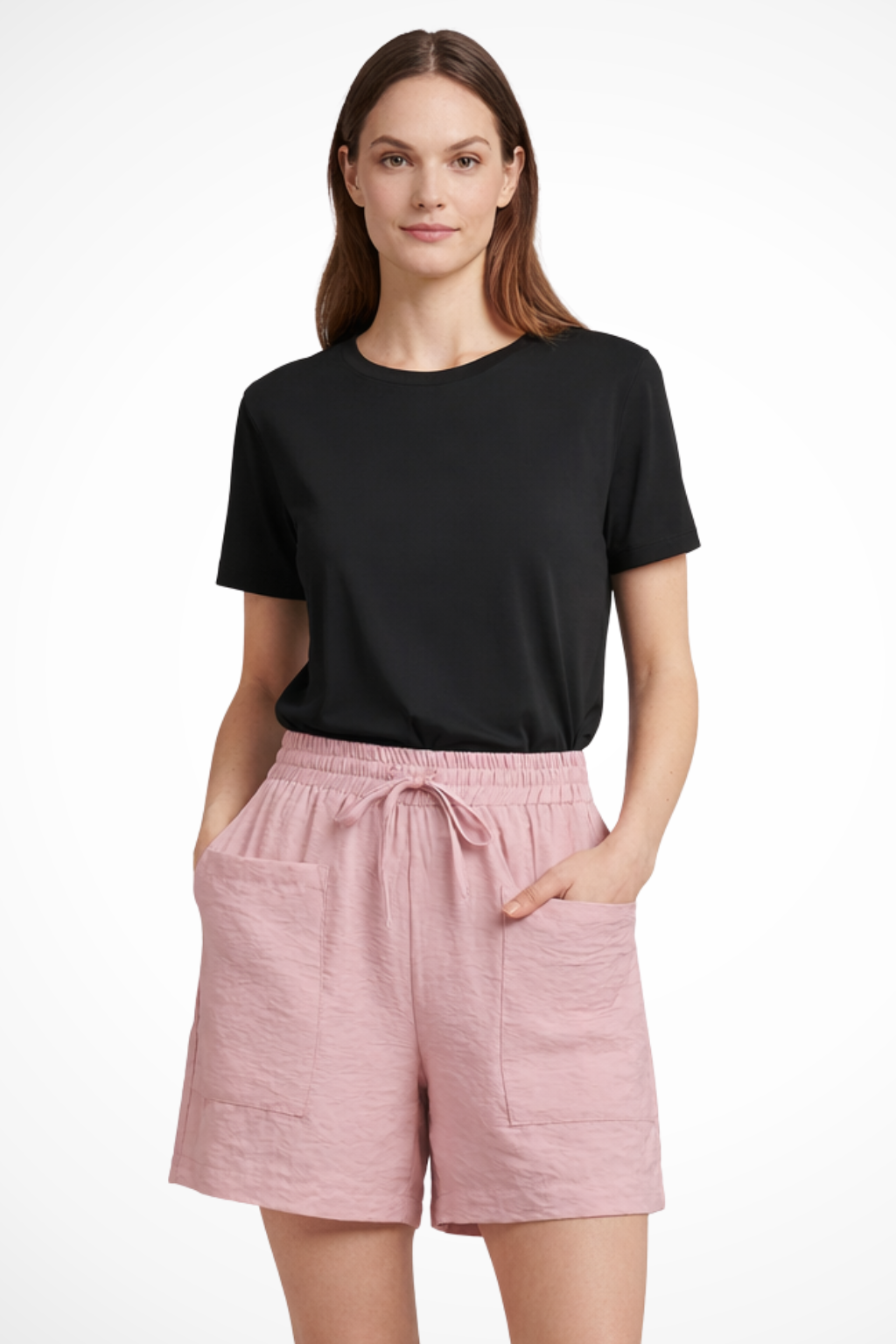 Tessa | Women Textured Drawstring Waist Casual Shorts with Pockets
