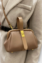 Joanna | Women Structured Mini Top Handle Crossbody Bag with Gold Clasp