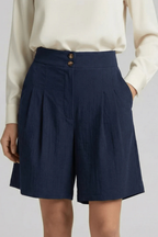Verity | Women High Waist Pleated Tailored Bermuda Shorts