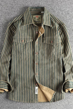 Noah | Men Washed Striped Shirt Loose Fit Long Sleeve Blouse