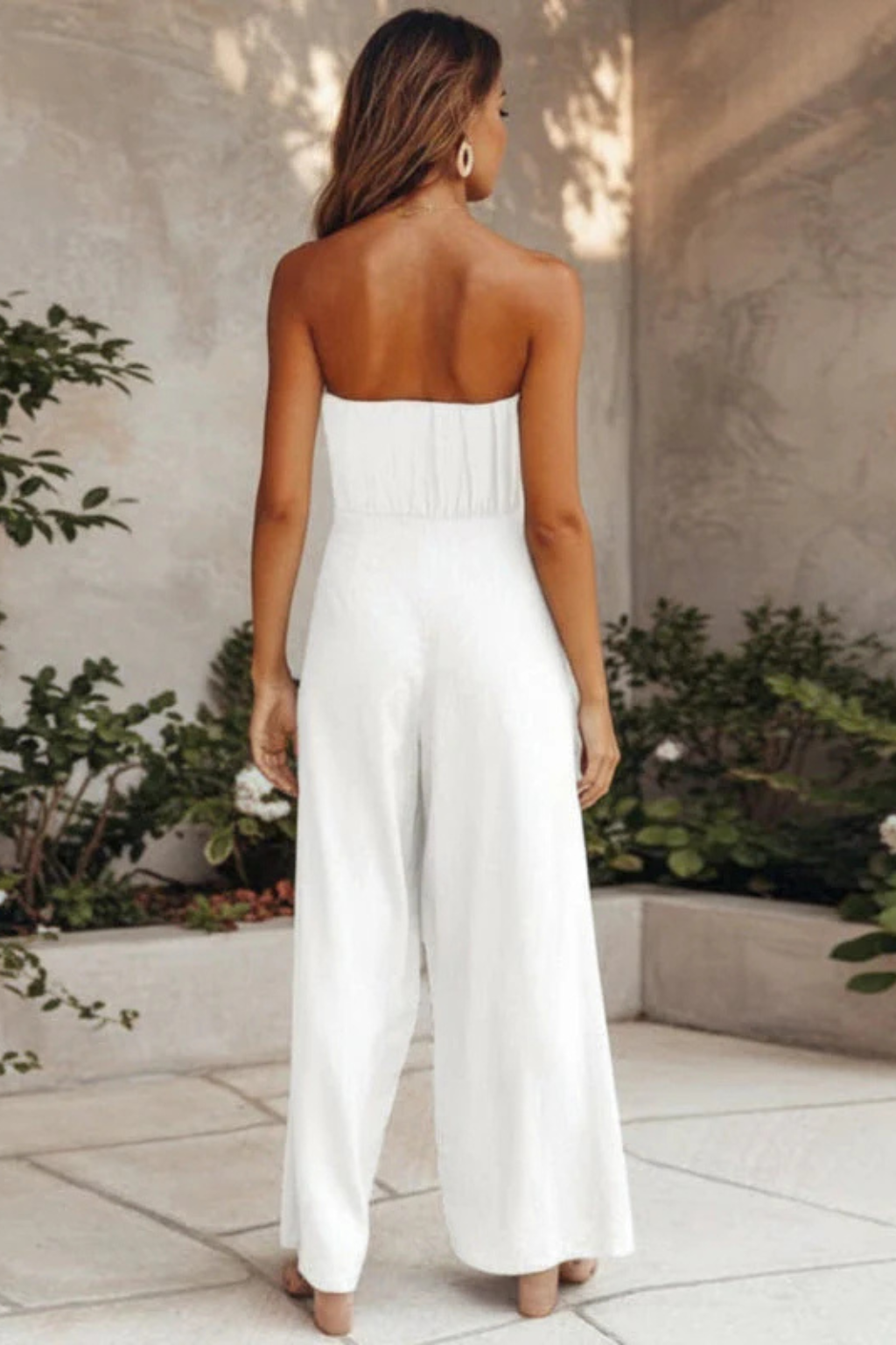Lyra | Women Strapless Bandeau Crop Top and High Waist Wide Leg Trousers Set