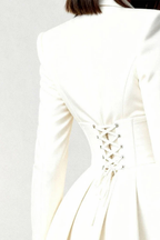 Clover | Women V Neck Long Sleeve Lace Corset Waist Blazer Mini Dress