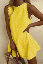 Tindall | Women Sleeveless Scallop Hem Summer Mini Dress