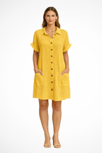 Maren | Women’s Button Front Short Sleeve Summer Beach Dress