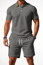 Lex | Men Textured Polo and Shorts Summer Set