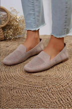 Laurentia | Women Square Toe Knit Mesh Slip On Ballet Flats