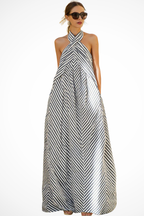 Pembury | Women Striped Halter Neck Summer Maxi Dress