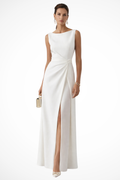 Clarissa | Women Sleeveless Draped Waist Wedding Guest Maxi Dress