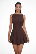 Tabitha | Women Sleeveless Pleated Skirt Mini Wedding Guest Dress