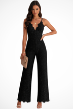 Arabella | Women Lace V Neck Strappy Wide Leg Jumpsuit