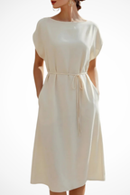 Waverly | Women Batwing Sleeve Tie Waist Wedding Guest Midi Dress