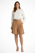 Verity | Women High Waist Pleated Tailored Bermuda Shorts