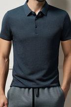 Elliot | Men Waffle Knit Short Sleeve Formal Polo Shirt