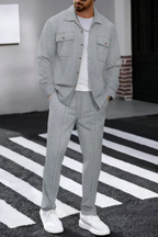 Tanner | Men Long Sleeve Chest Pocket Overshirt and Straight Leg Trousers Set