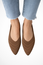 Henrietta | Women Pointed Toe Knit Slip On Ballet Flats
