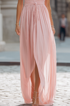 Valentina | Women Halter Neck Pleated Chiffon Maxi Dress