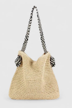 Briar | Women Woven Straw Contrast Strap Shoulder Tote Bag